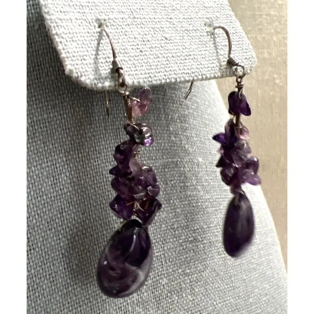 Amethyst Chips Earrings -- 2
